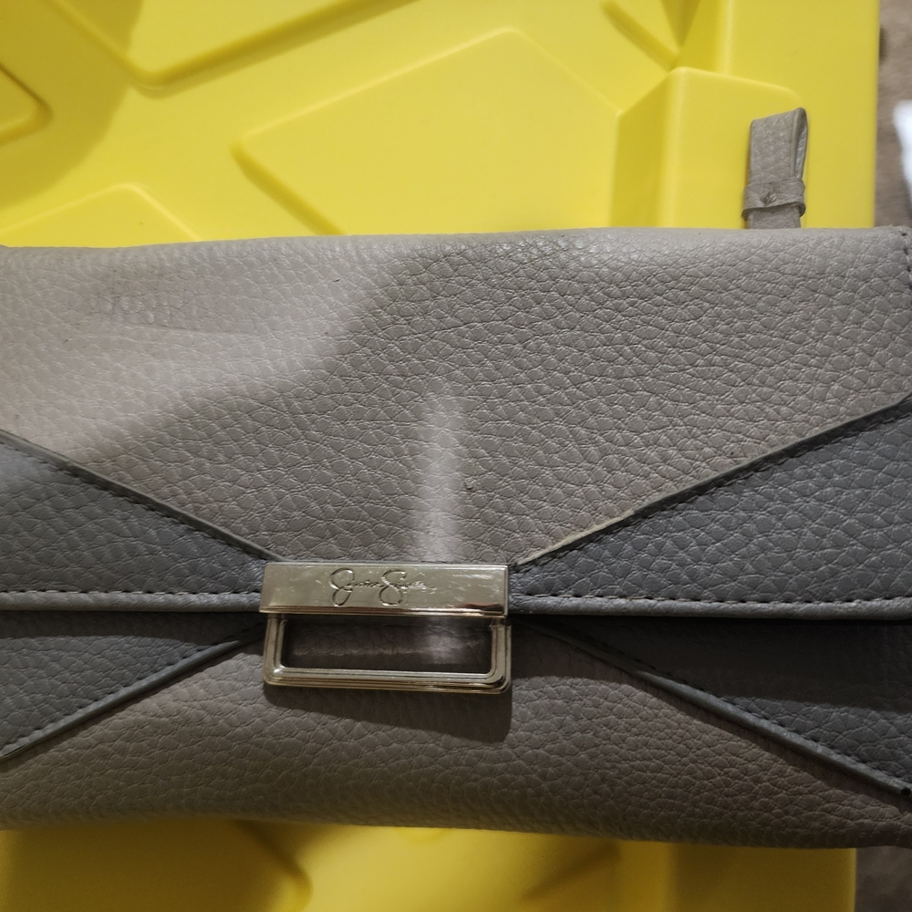 Gray Leather Clutch